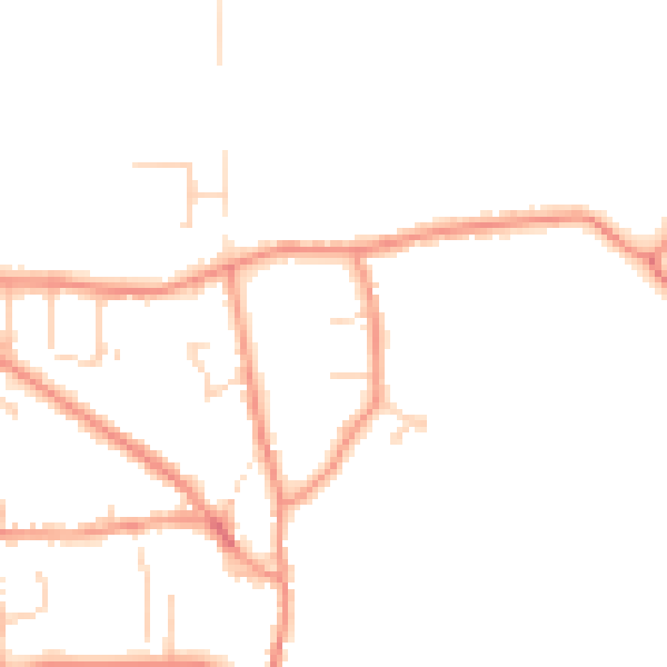 Daytime road noise heatmap for DE74 2FZ