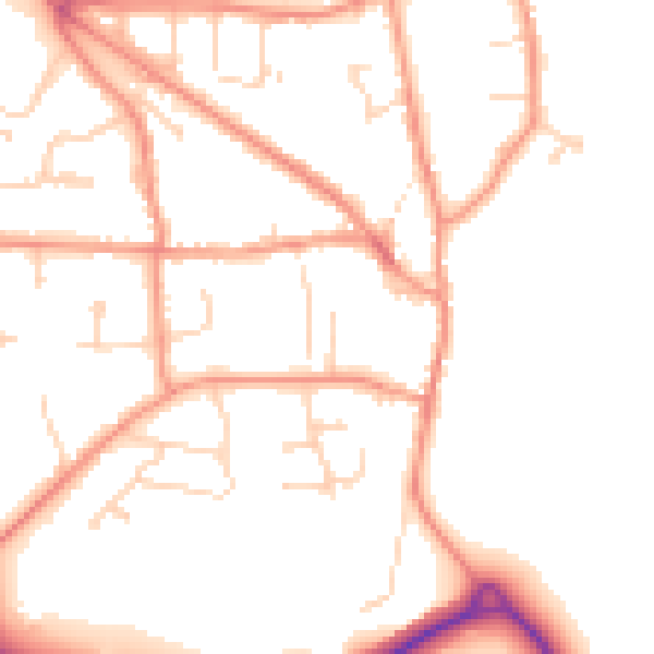 Daytime road noise heatmap for DE74 2GG
