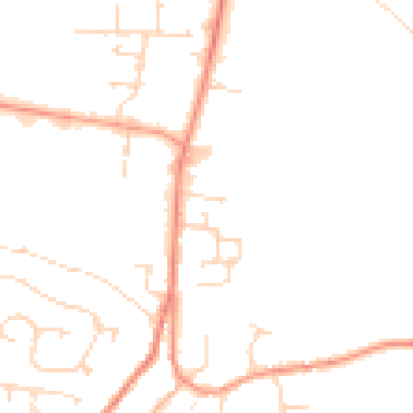Daytime road noise heatmap for DE74 2GP