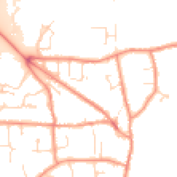 Daytime road noise heatmap for DE74 2GQ