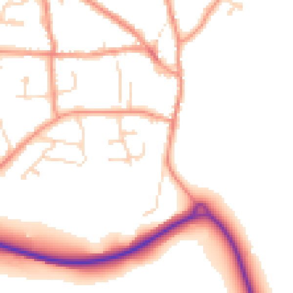 Daytime road noise heatmap for DE74 2HQ