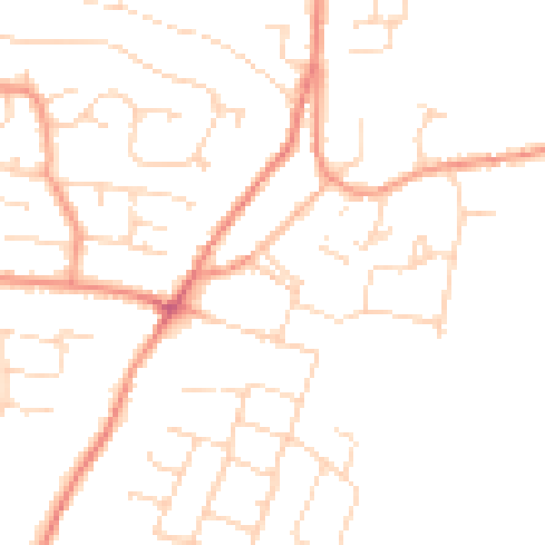 Daytime road noise heatmap for DE74 2JA