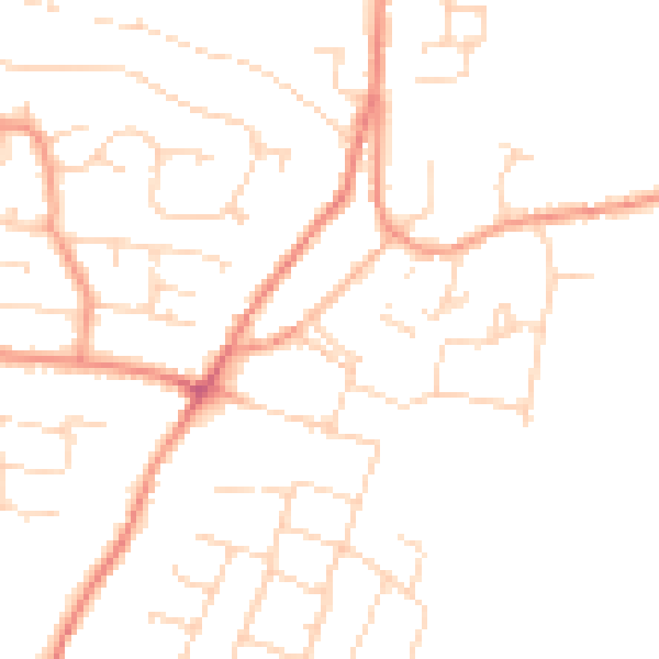 Daytime road noise heatmap for DE74 2JH