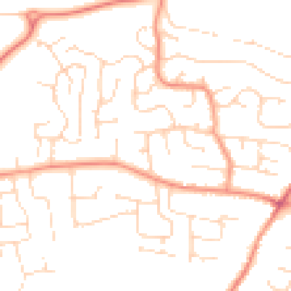 Daytime road noise heatmap for DE74 2JL