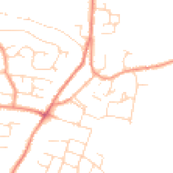 Daytime road noise heatmap for DE74 2LA
