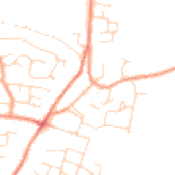 Daytime road noise heatmap for DE74 2LB
