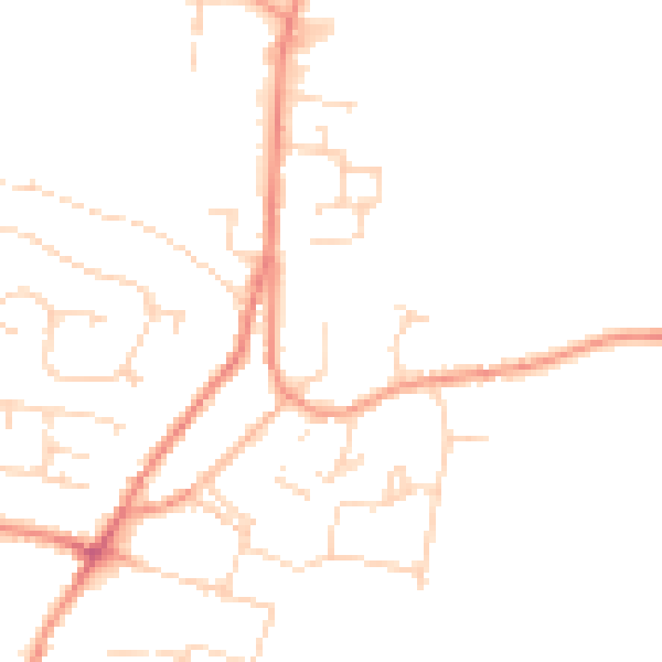Daytime road noise heatmap for DE74 2LD