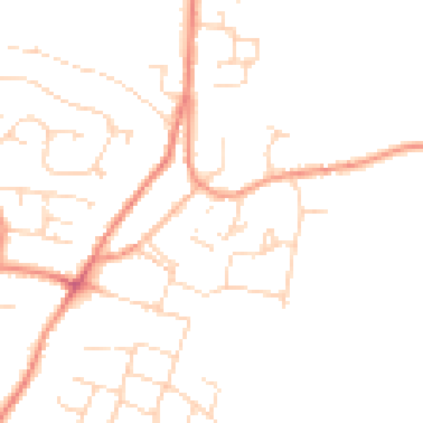 Daytime road noise heatmap for DE74 2LE