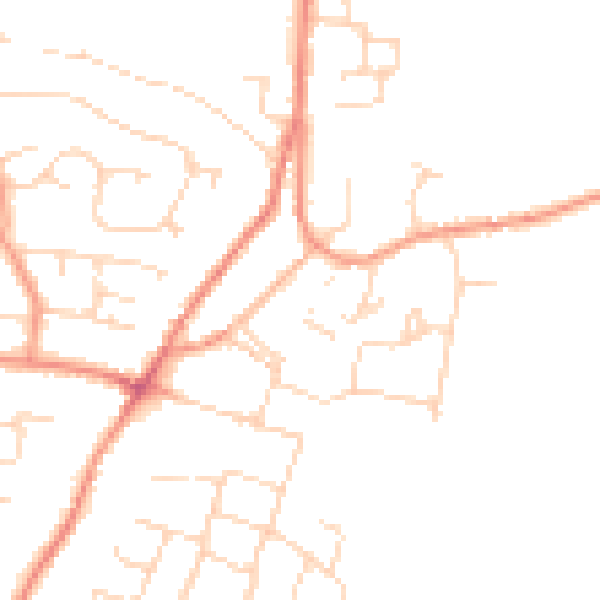 Daytime road noise heatmap for DE74 2LG