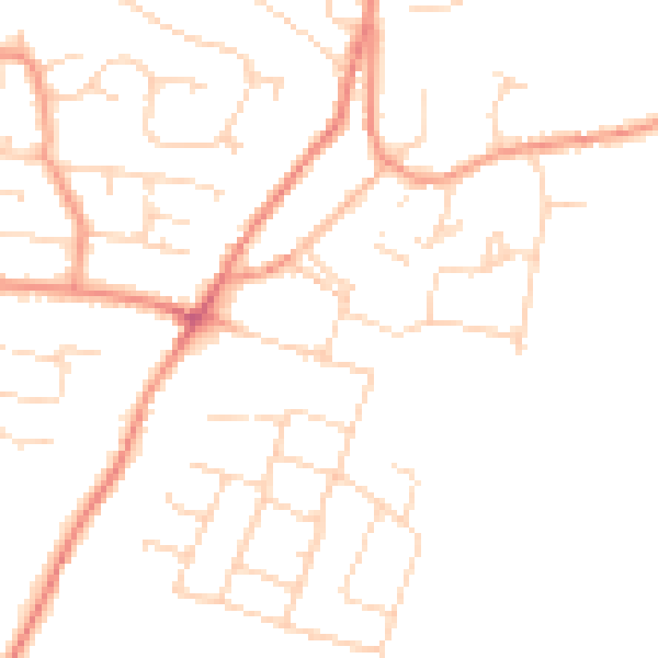 Daytime road noise heatmap for DE74 2LH