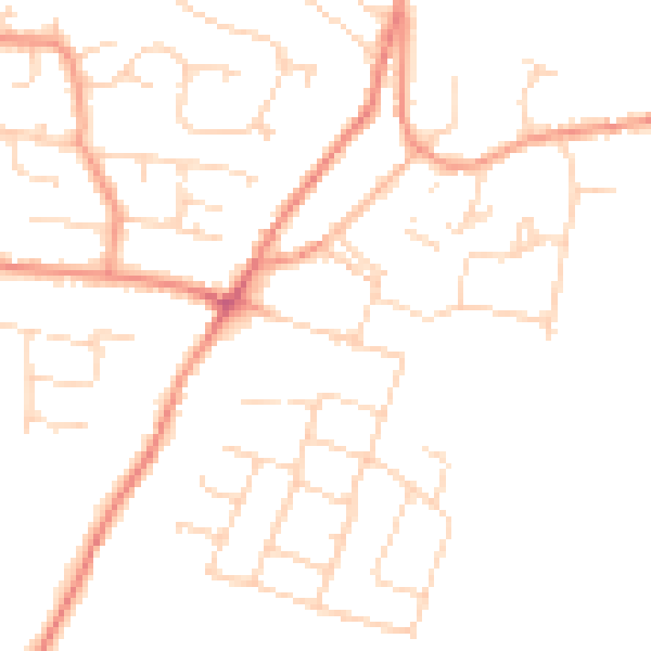 Daytime road noise heatmap for DE74 2LJ