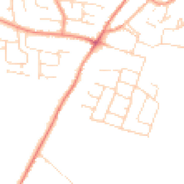 Daytime road noise heatmap for DE74 2NE