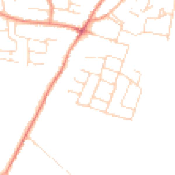 Daytime road noise heatmap for DE74 2NF
