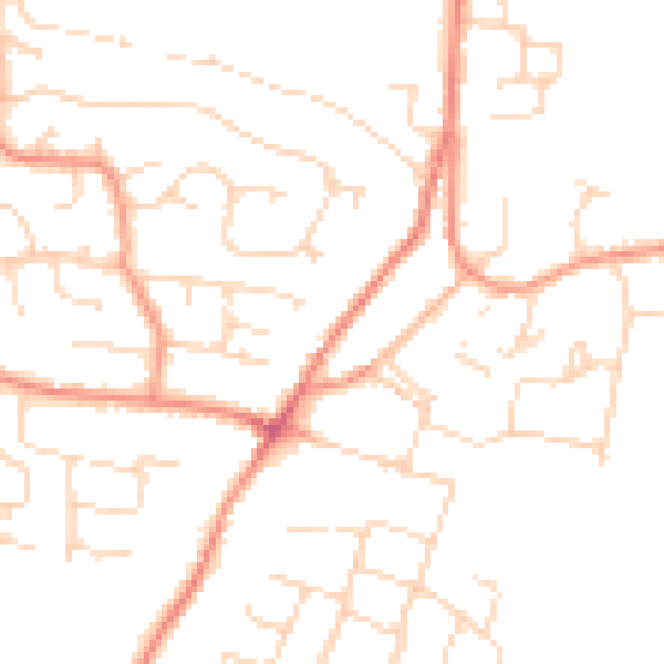 Daytime road noise heatmap for DE74 2NS