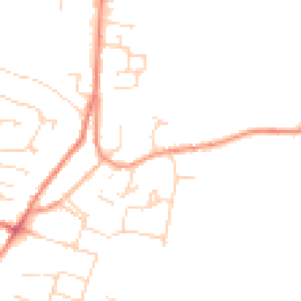 Daytime road noise heatmap for DE74 2PE