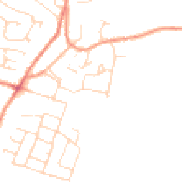 Daytime road noise heatmap for DE74 2PN