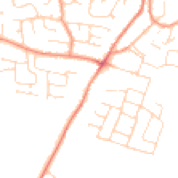 Daytime road noise heatmap for DE74 2PP