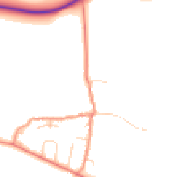 Daytime road noise heatmap for DE74 2QD