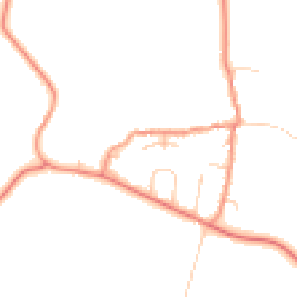 Daytime road noise heatmap for DE74 2QS