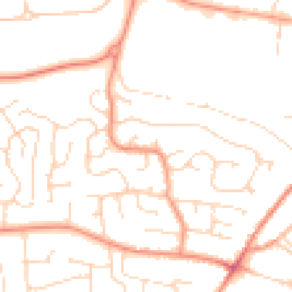 Daytime road noise heatmap for DE74 2RZ