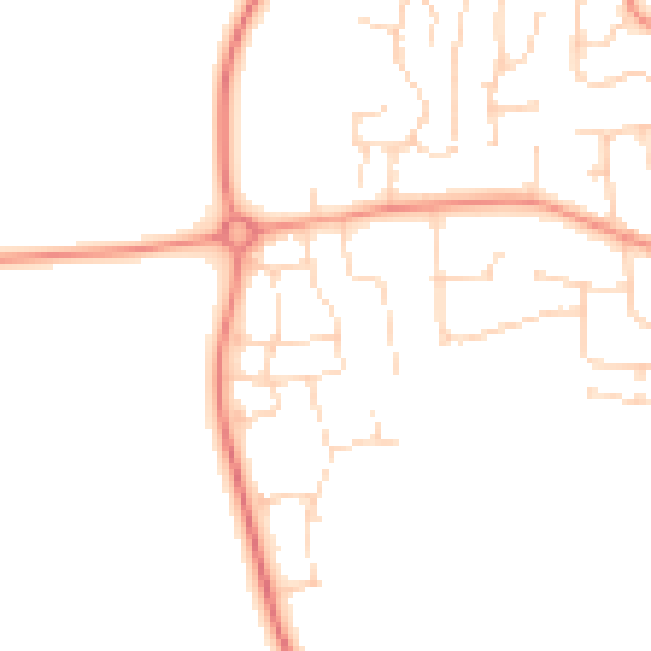 Daytime road noise heatmap for DE74 2SB