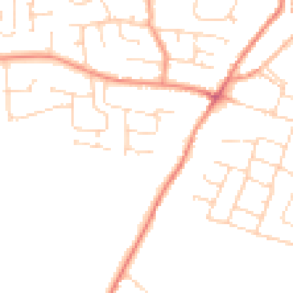 Daytime road noise heatmap for DE74 2SW