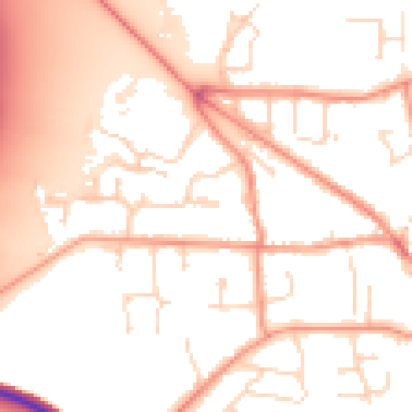 Daytime road noise heatmap for DE74 2TA