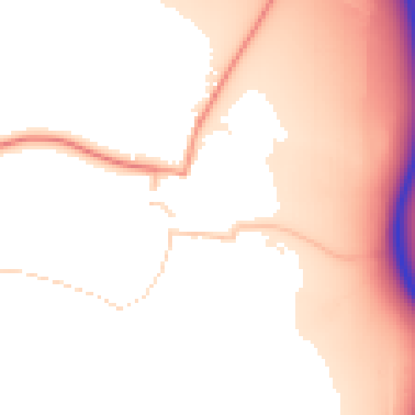 Daytime road noise heatmap for DE74 2TF