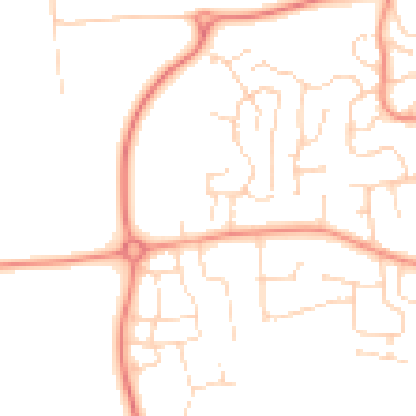Daytime road noise heatmap for DE74 2UA