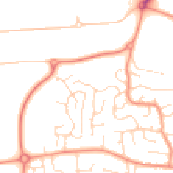 Daytime road noise heatmap for DE74 2UL