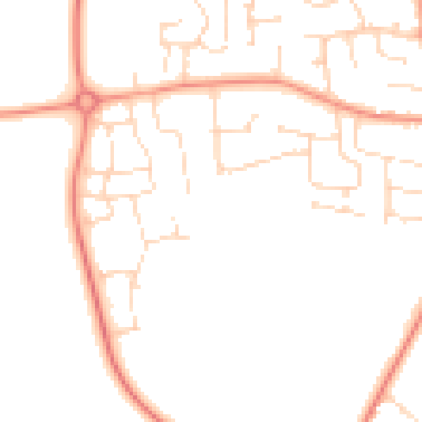 Daytime road noise heatmap for DE74 2YF