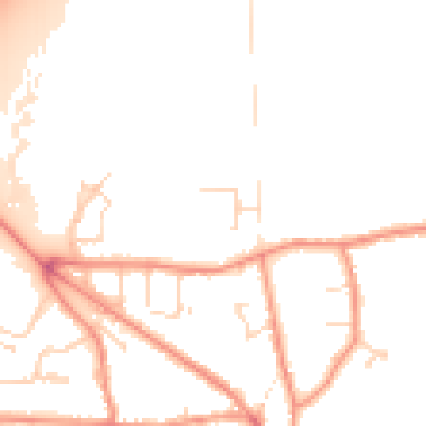 Daytime road noise heatmap for DE74 2YH