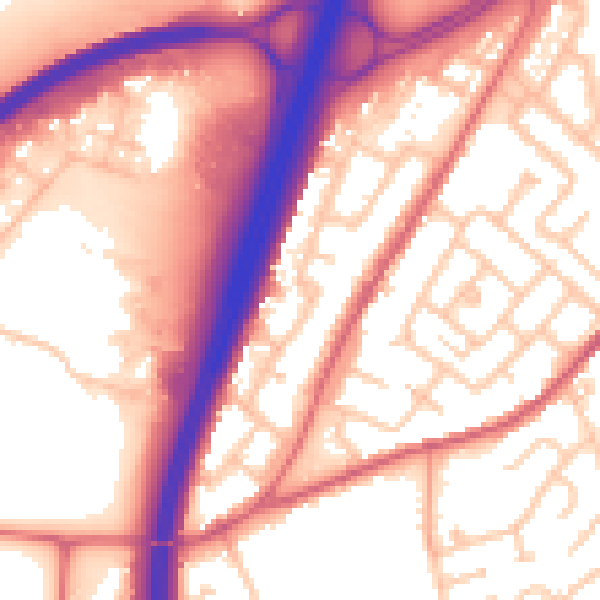 Daytime road noise heatmap for DH1 1AL
