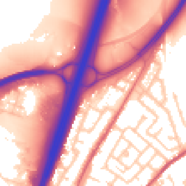 Daytime road noise heatmap for DH1 1BB