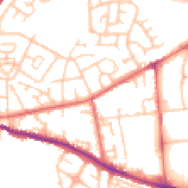 Daytime road noise heatmap for DH1 1BF