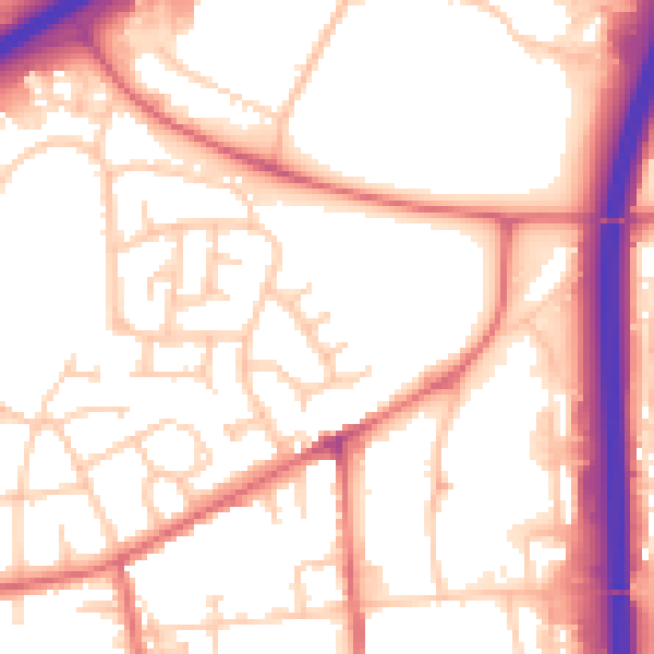 Daytime road noise heatmap for DH1 1DQ
