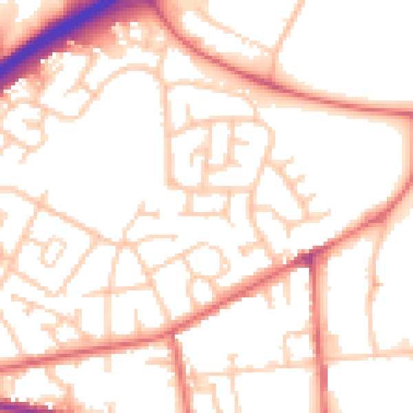 Daytime road noise heatmap for DH1 1ED