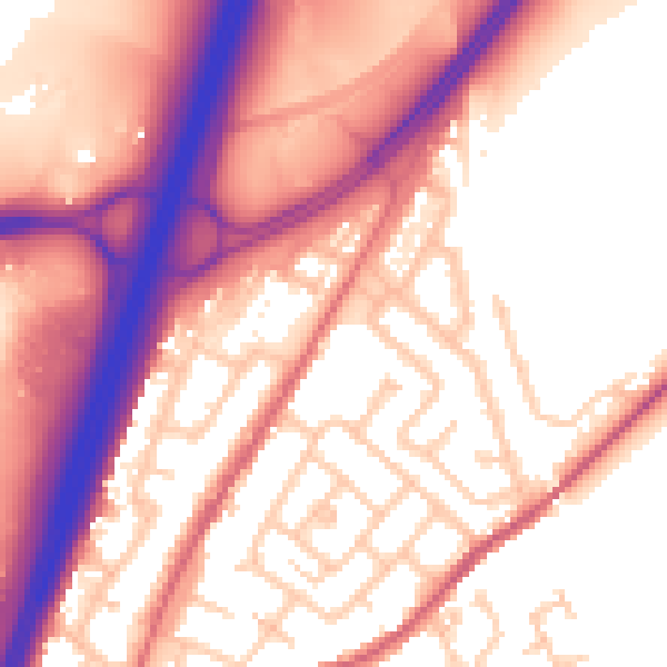 Daytime road noise heatmap for DH1 1EL