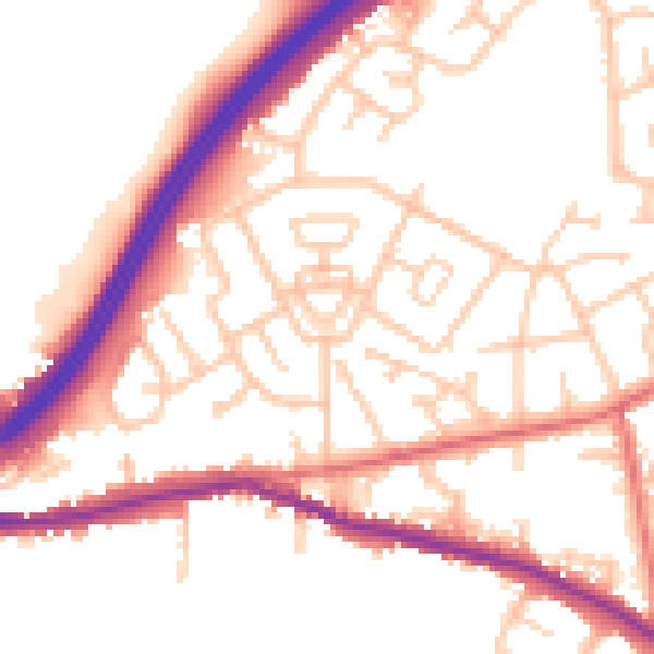 Daytime road noise heatmap for DH1 1EU