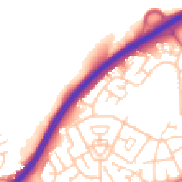 Daytime road noise heatmap for DH1 1HA