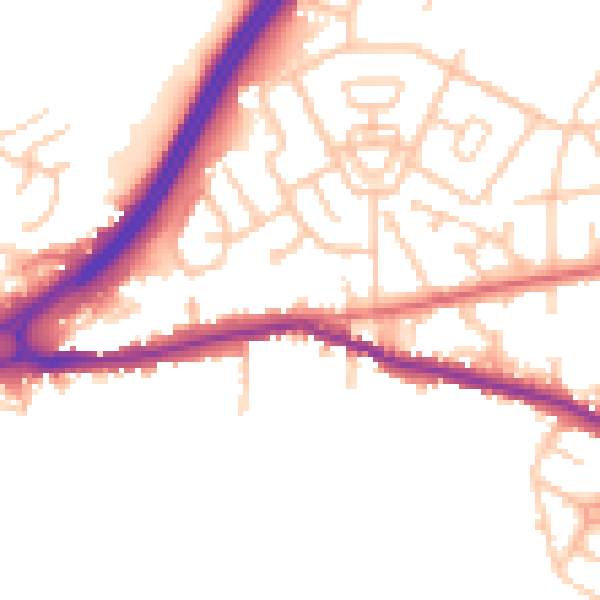 Daytime road noise heatmap for DH1 1QB