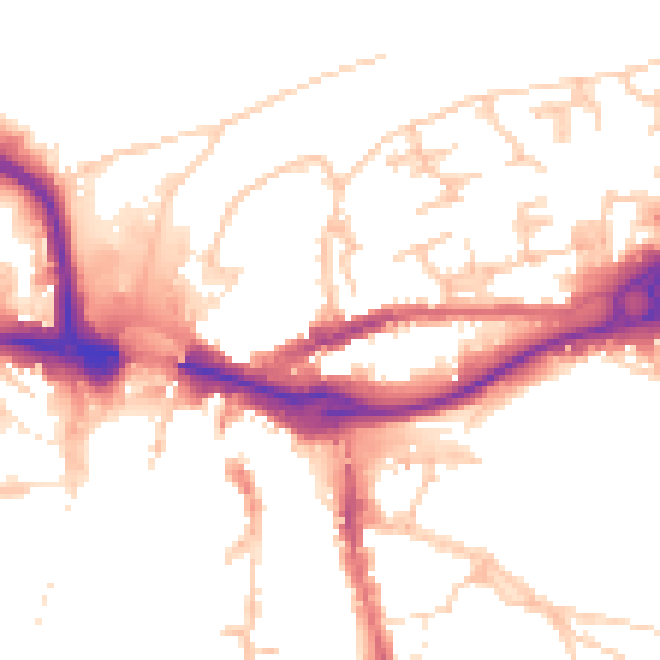 Daytime road noise heatmap for DH1 1QE
