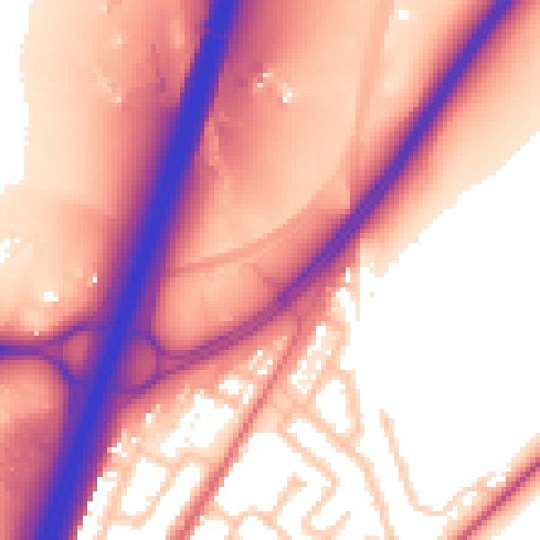 Daytime road noise heatmap for DH1 1SR