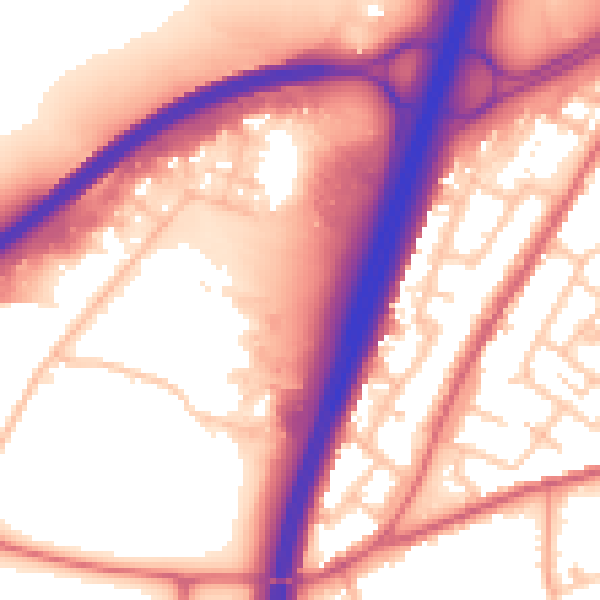Daytime road noise heatmap for DH1 1TT