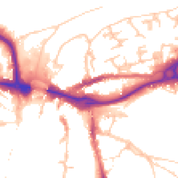 Daytime road noise heatmap for DH1 1TX