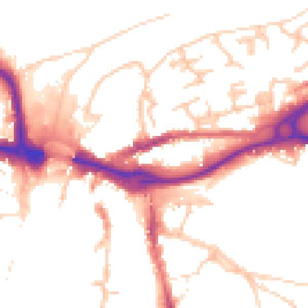 Daytime road noise heatmap for DH1 1XD