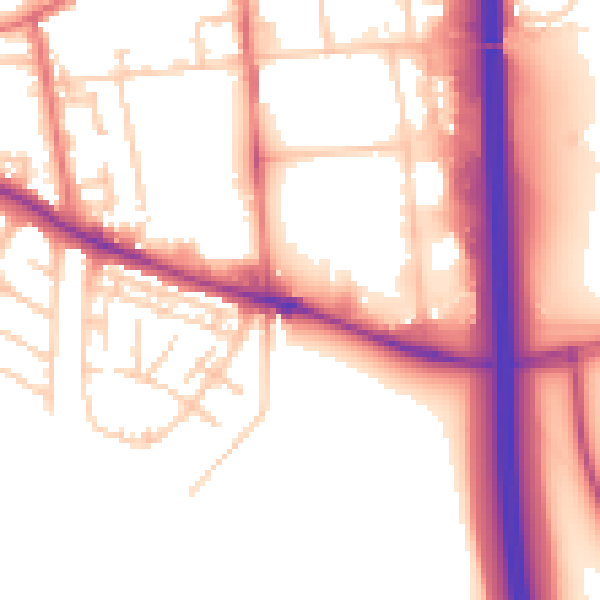 Daytime road noise heatmap for DH1 2DX