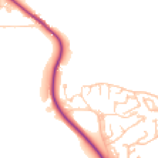 Daytime road noise heatmap for DH1 2PQ