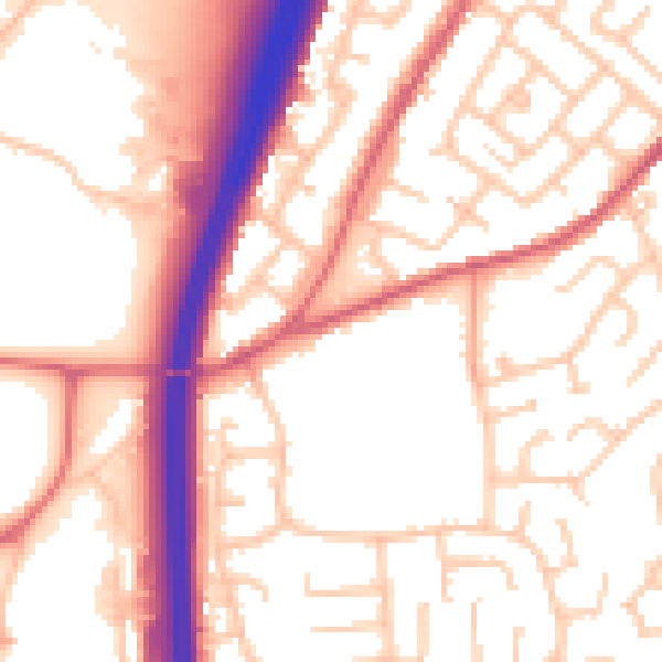 Daytime road noise heatmap for DH1 2QD