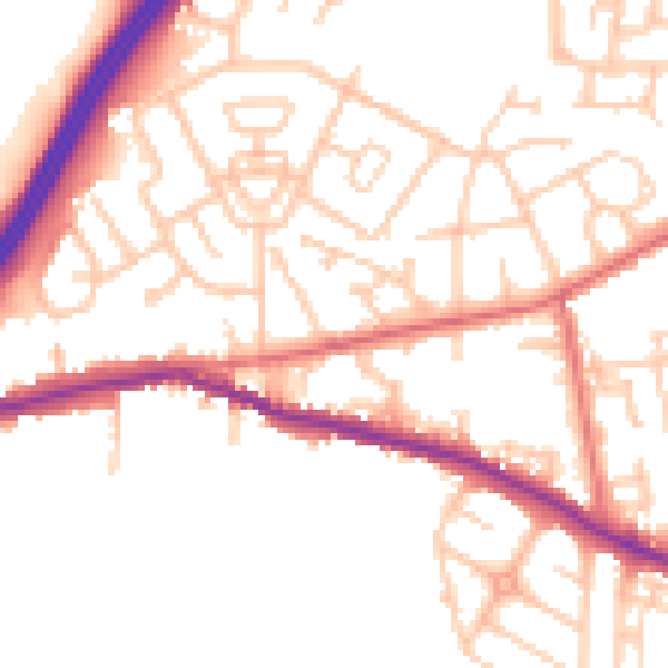 Daytime road noise heatmap for DH1 2QG